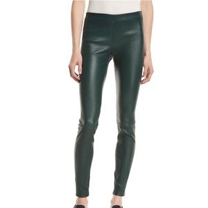 VINCE Leather Pull-On Leggings In Green!